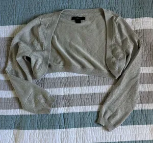 Express Vintage Y2K Silver Gray Bolero Top Cover Up S Crop thumbnail 1
