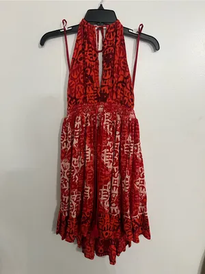 Free People Red Halter Backless Mini Dress thumbnail 4