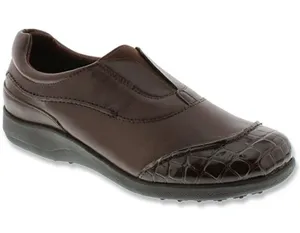 Walking Cradles Brown Leather Croc Cap Toe Slip On Comfort Loafers Shoes 10W thumbnail 1