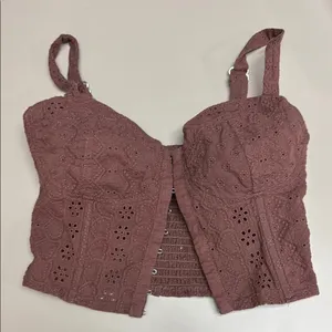 Brown RSQ Eyelet Lace Brown Women's Corset Crop Size Small thumbnail 3