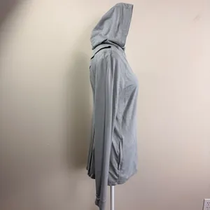 Gymshark Womens Grey Marl‎ Full Zip Training Hoodie Thumbholes GLTT4463 Large thumbnail 2