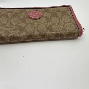 Coach Signature C Zip Around Brown Coated Canvas Wallet thumbnail 8