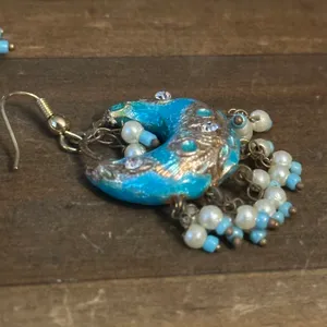 Meenakari Chandbali India hoop dangle earrings thumbnail 6