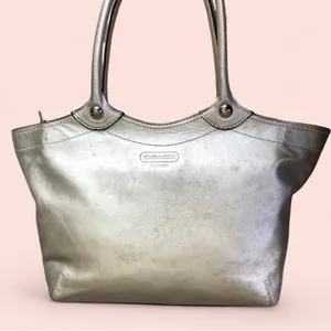 Coach Handbag Purse No# H0982-F14384 Silver metallic Bright colored inside thumbnail 3