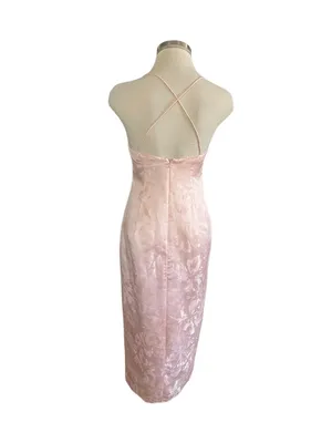 BHLDN Levi Corset Ruched Satin Jacquard Side-Slit Midi Dress Size 4 thumbnail 7