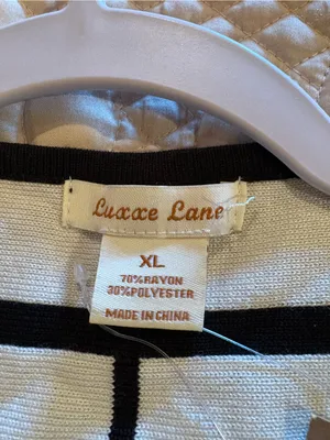 Luxxe Lane long-sleeve knit sweater dress black white women’s XL NWT thumbnail 4