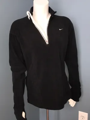 Nike Black Fleece Quarter Zip Pullover Jacket Med thumbnail 1