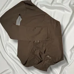 229 Forever 21 | EUC Chocolate Brown One-Shoulder Bodysuit (Size S/M) thumbnail 7