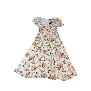 NWT Lulus‎ SZ Large Parisian Picnic Cream Floral Jacquard Puff Sleeve Midi Dress thumbnail 3