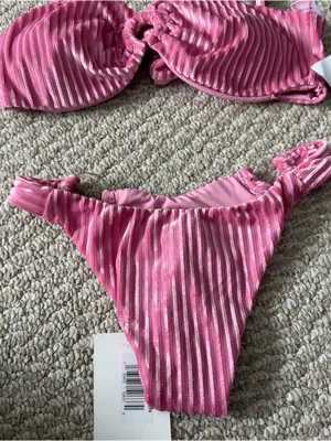 Dippin' Daisy's Pink Ribbed Ring-Front Bikini Set thumbnail 8