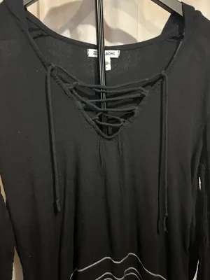 Billabong Black Striped Swim Cover Up With Hood size S thumbnail 3
