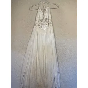 LILBETTER Dress Womens M‎ White Crochet Halter Backless Maxi Boho Bridal Beach thumbnail 2