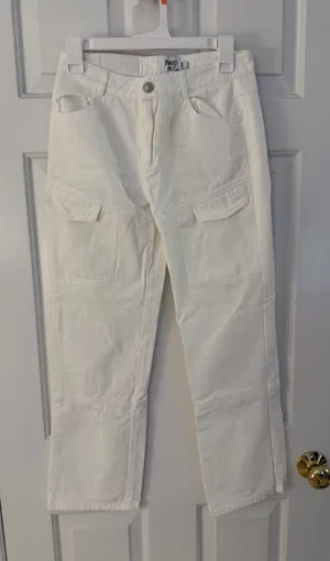 Princess Polly Cargo Jeans White thumbnail 1