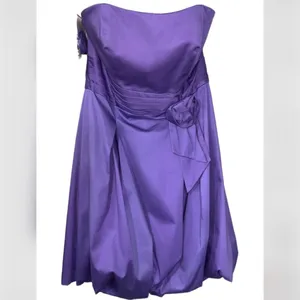 Alfred Angelo Purple Satin Strapless Bubble Hem Homecoming Prom Dress 12 NWT thumbnail 2