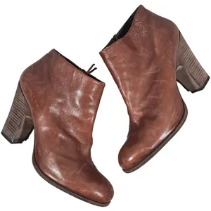 Stuart Weitzman Demigran‎ Leather Ankle Boots Block Heel Booties Women's Shoes thumbnail 1