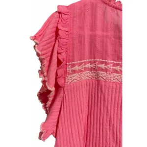 Free People Sarafina Embroidered Top‎ Pink Rose Women's Size Small thumbnail 8
