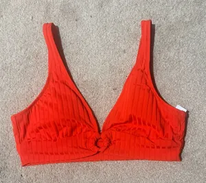 Aerie Red Orange Plunge Swim Bikini Top Size M thumbnail 1