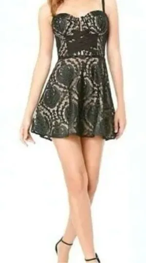 Bebe x Naven Women’s Bustier Crisscross Cocktail‎ Mini Dress Size 4 thumbnail 1