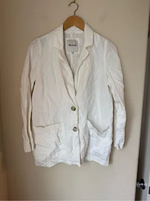 Madewell Linen Dorset Blazer in Lighthouse Size Small thumbnail 2