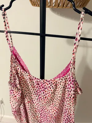 Women’s Pink Printed Cami Tank with Lace Trim thumbnail 6
