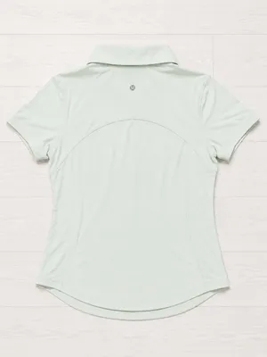 Lululemon Short Sleeve Polo Shirt Light Green Quick Dry Reflective Sz 10 Golf thumbnail 2