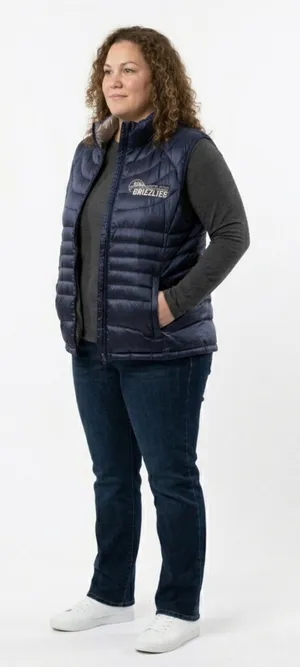 Bernardo Navy Blue Goose Down Puffer Vest Embroidered Logo Quilted Outerwear XL thumbnail 1