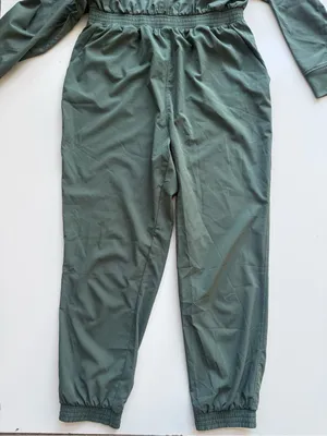 Old Navy StretchTech Cropped Zip Bomber Jumpsuit Size Medium - Sage Green thumbnail 5