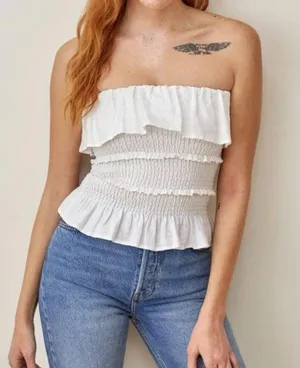 Reformation Millet Tube Top White Womens Small Linen thumbnail 1