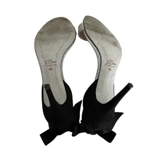 J. Crew D'orsay Sandals Silver Glitter Satin Bow Size 9M Chic Statement Heels thumbnail 10