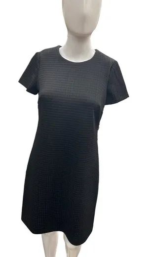 Calvin Klein SKU 498 Black Textured Short Sleeve Sheath Dress Size 4 thumbnail 1
