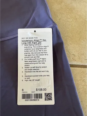 Lululemon Align No Line High Rise 25” Grape Mist Size 8 NWT thumbnail 4