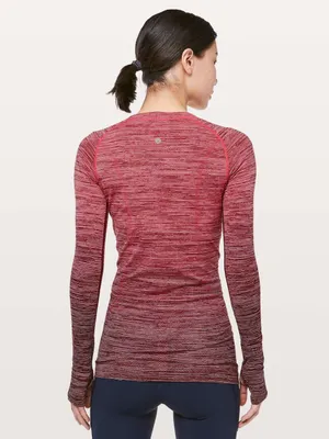 Lululemon Swiftly Tech Long Sleeve Crew Size 4 Red‎ Alert White Dark Sport Red thumbnail 2