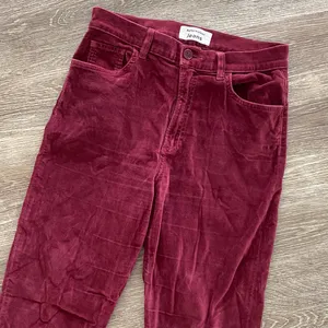 Reformation Rebecca pants fitted slim skinny leg velvet velour red burgundy 28 thumbnail 3