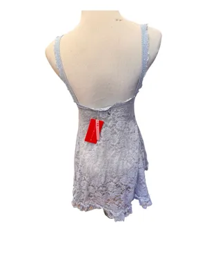 NWT Beginning Boutique Baby Blue Lace Mini Dress Sheer 6 S Babydoll thumbnail 5