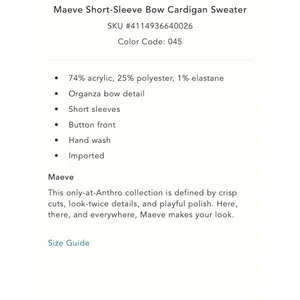 Anthropologie Maeve Short-Sleeve Bow Cardigan Sweater thumbnail 5