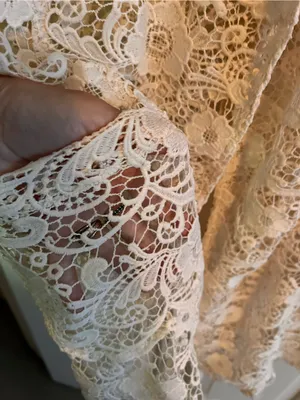 Chico's Cream Lace Longline Trench Coat Sz 2 Chicos sizing thumbnail 8