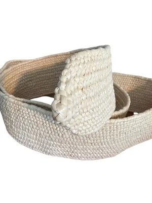 Woven Belt Gold Oval Buckle Raffia Wrapper Adjustable 4.5" Buckle 41" thumbnail 4
