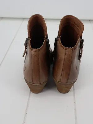 Frye Judith Double Zip Leather Ankle Boots 6.5M Brown Western Boho Block Heel thumbnail 4