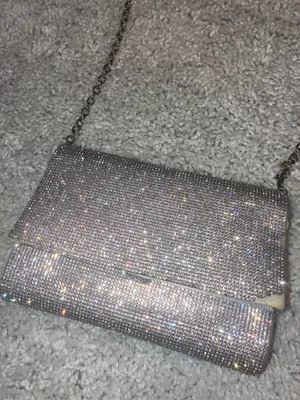 Silver Sparkly Evening Bag Missing Rhinestones and Minor Staining as Pictured thumbnail 2