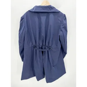 Meaneor Women Navy Blue Double Breasted Lightweight Jacket XXL‎ Trench Coat thumbnail 2
