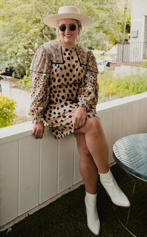 $148 NWOT Anthropologie x Conditions Apply Miranda Mixed Print Tunic Dress S thumbnail 1