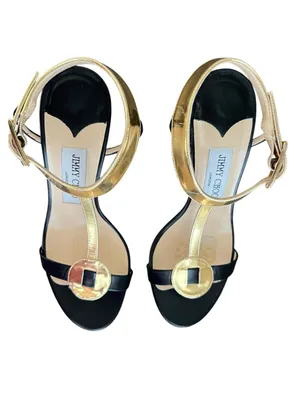 Jimmy Choo Women’s Y2K Vintage Leather Colorblock Pattern T Strap Open Toe Heels thumbnail 3