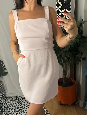 Aritzia Wilfred Aperature Tie Back Mini Dress Light Pink Size Small thumbnail 1