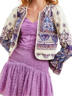 Love the Label Jaelyn‎ Quilted Jacket Boho Revival Artisan XS thumbnail 2