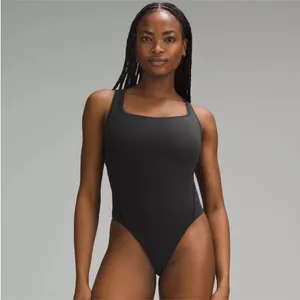 Lululemon Wundermost Ultra-Soft Nulu Square-Neck Sleeveless Bodysuit Black M thumbnail 3