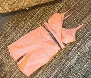 Outdoor Voices Coral Two Piece Sports Bra/Biker Short Combo Size Small thumbnail 1