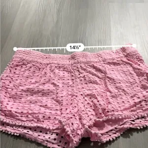 Lilly‎ Pulitzer for Target Pink Eyelet Pom Pom Hem Mid Rise Pull-On Shorts Sz M thumbnail 6