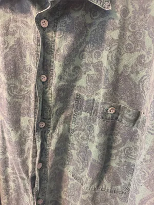 Vintage 80s Pier Connection Green Paisley / Abstract Print Western Shirt - Size thumbnail 5