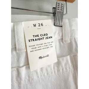 Madewell |‎ NWT Cleo Straight Jean Patch Pocket White Denim | Sz 26 thumbnail 6