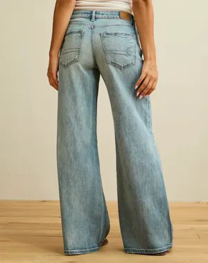 American Eagle Outfitters Distressed Low-Rise Baggy Ultra-Wide Leg Jean thumbnail 3